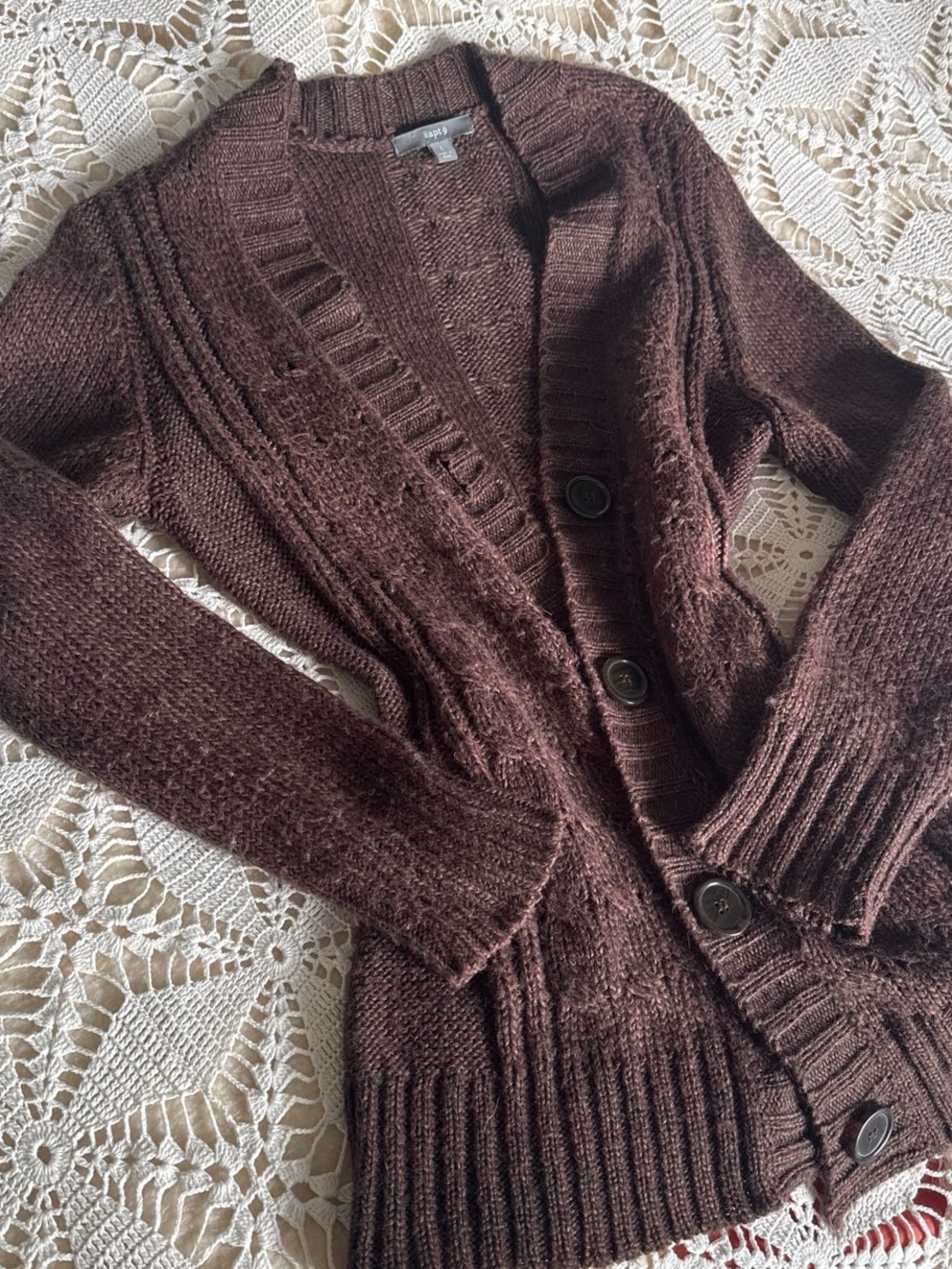 Apt. 9 Chocolate Brown Button-Front Knit Cardigan wool blend